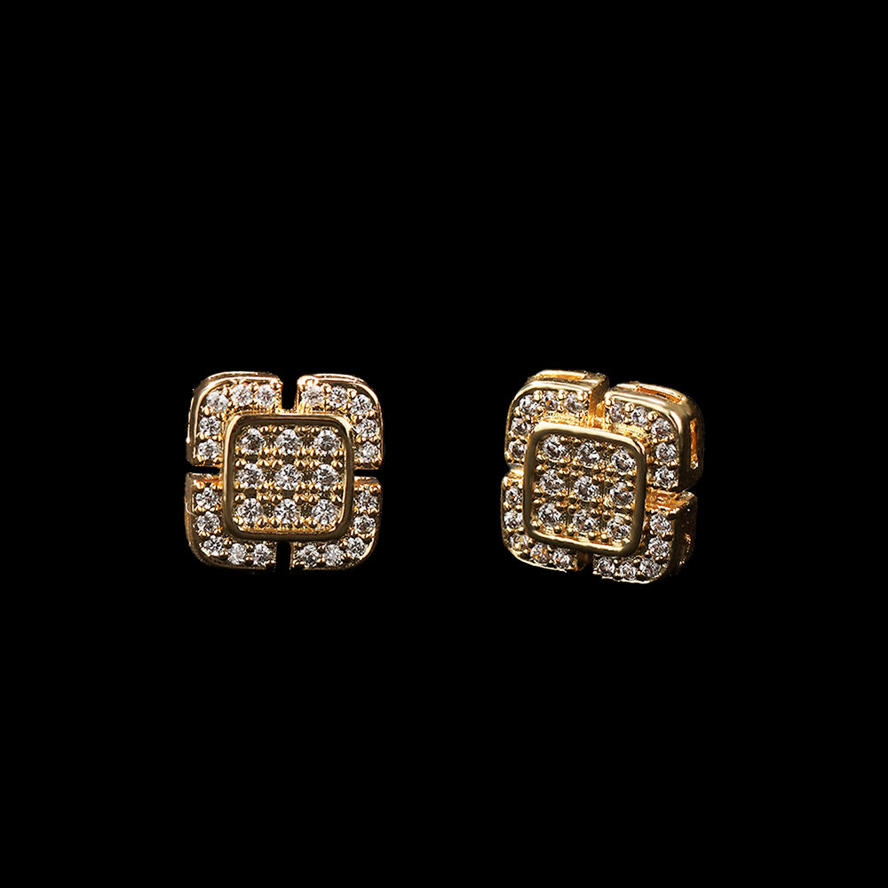 Iced Micropaved CZ Square Stud Earrings