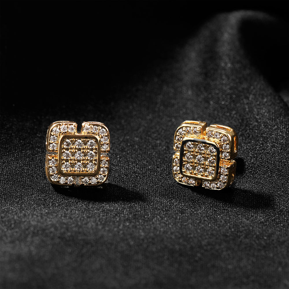 Iced Micropaved CZ Square Stud Earrings