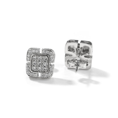 Iced Micropaved CZ Square Stud Earrings