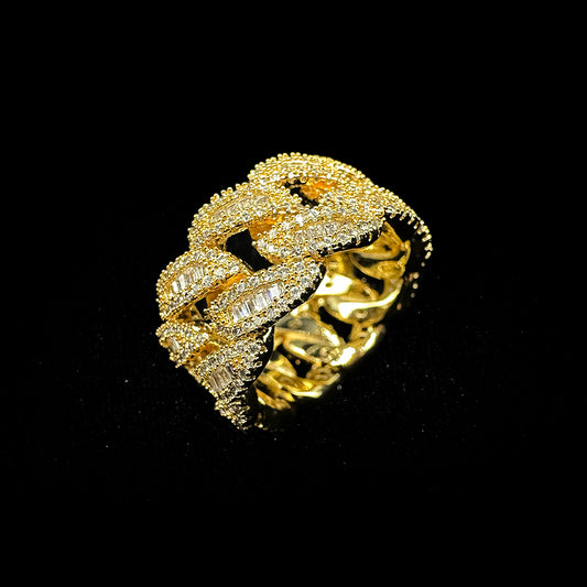 Iced Out Full CZ Moon Shaped Cuban Ring