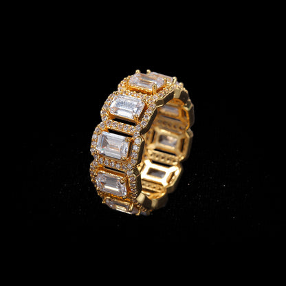 Iced Out Large Square-Cut CZ Hollow Ring