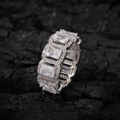 Iced Out Large Square-Cut CZ Hollow Ring