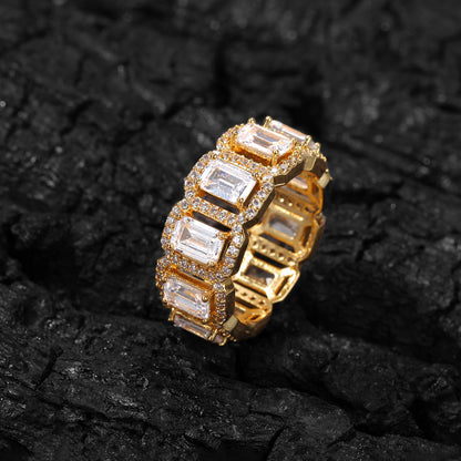 Iced Out Large Square-Cut CZ Hollow Ring