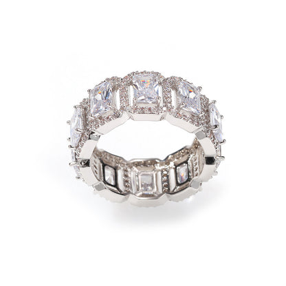 Iced Out Large Square-Cut CZ Hollow Ring