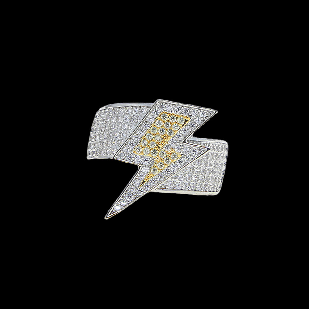 Iced Out Full CZ Double Color Lightning Ring