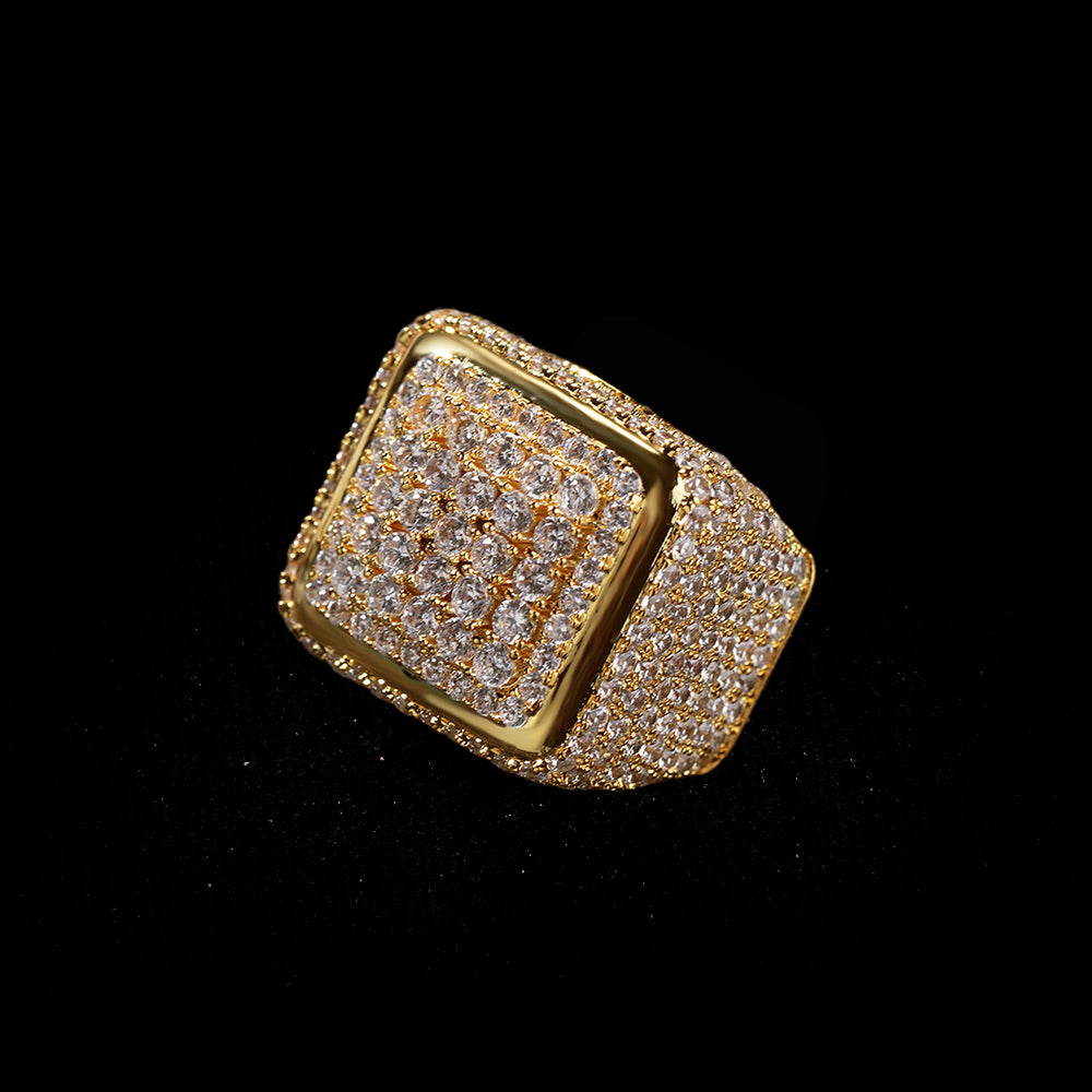 Iced Out Full CZ Vintage Chunky Square Ring