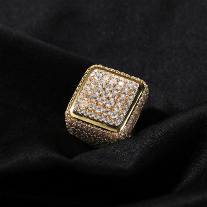 Iced Out Full CZ Vintage Chunky Square Ring