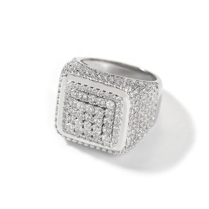 Iced Out Full CZ Vintage Chunky Square Ring