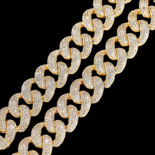 Iced Out Four-Row Densely Set CZ 20mm Cuban Link Chain