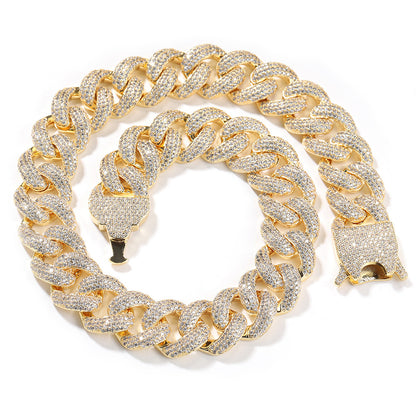 Iced Out Four-Row Densely Set CZ 20mm Cuban Link Chain