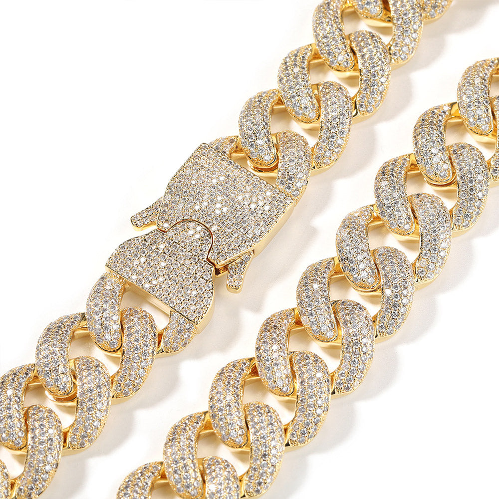 Iced Out Four-Row Densely Set CZ 20mm Cuban Link Chain