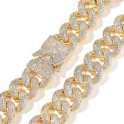 Iced Out Four-Row Densely Set CZ 20mm Cuban Link Chain