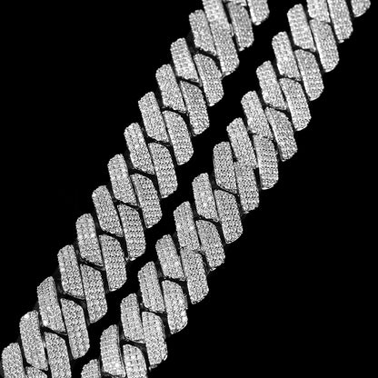 Iced Out Three-Row Densely Set CZ 20mm Cuban Link Chain