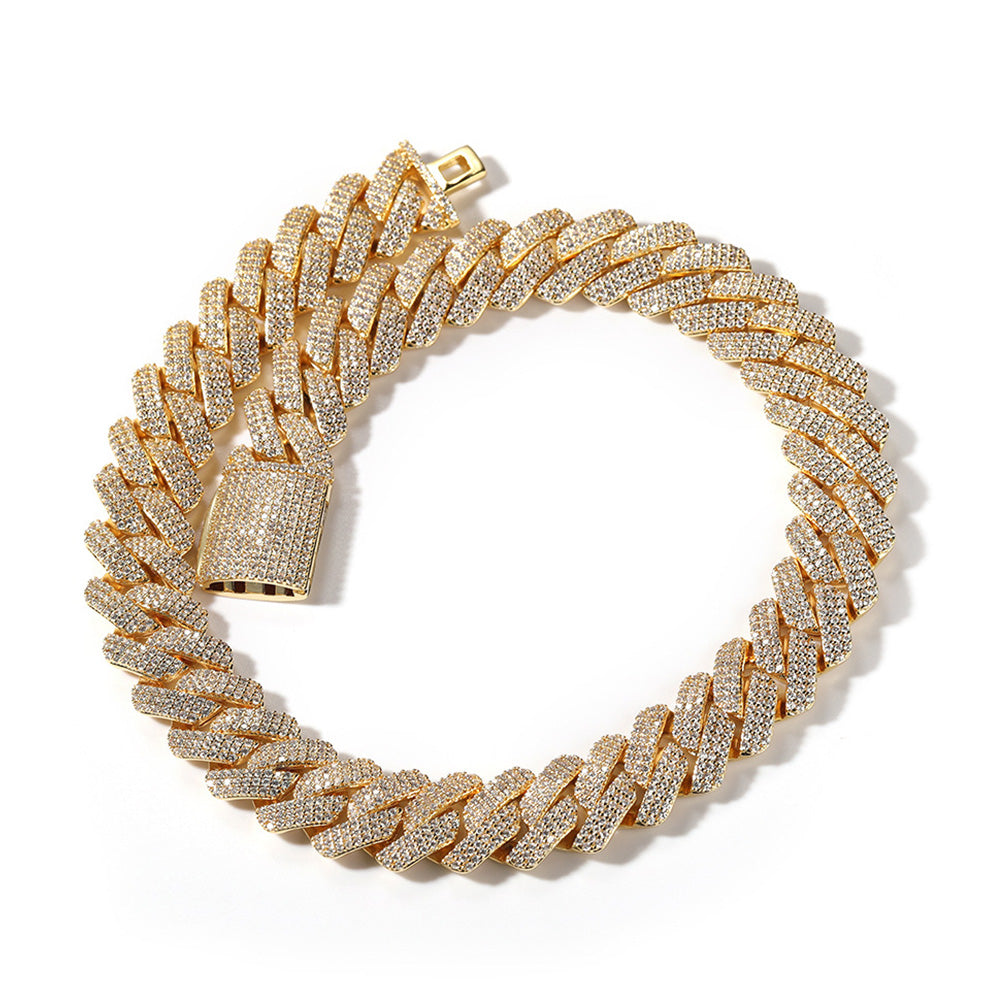 Iced Out Three-Row Densely Set CZ 20mm Cuban Link Chain