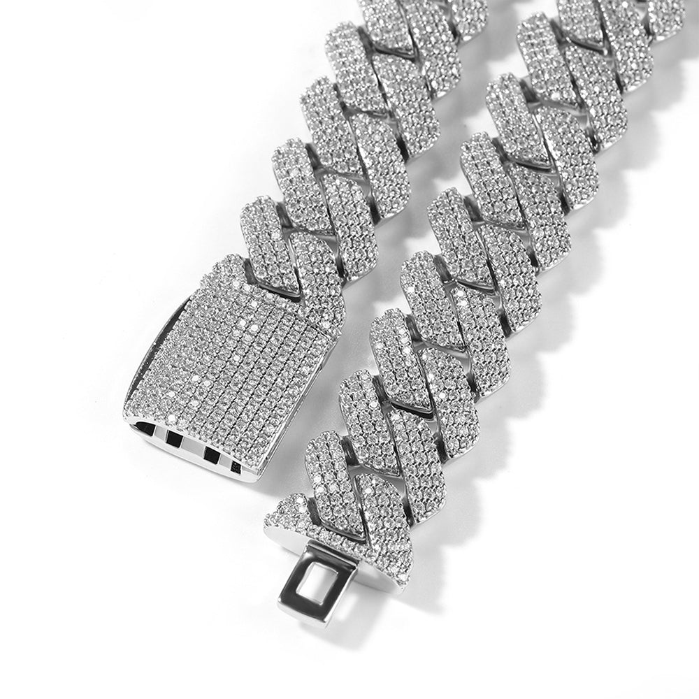 Iced Out Three-Row Densely Set CZ 20mm Cuban Link Chain