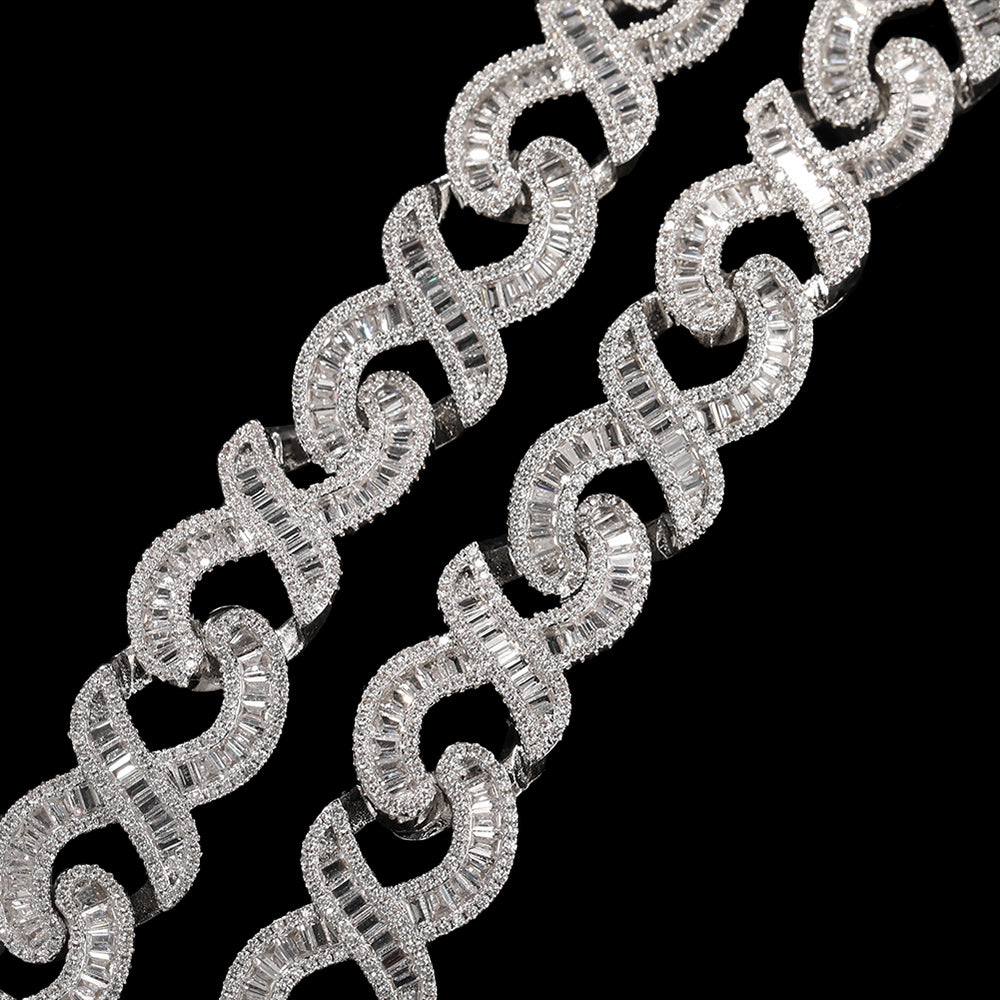 Iced Out Full CZ Infinite Geometric Pattern 15mm Cuban Link Chain