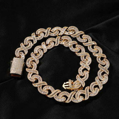 Iced Out Full CZ Infinite Geometric Pattern 15mm Cuban Link Chain