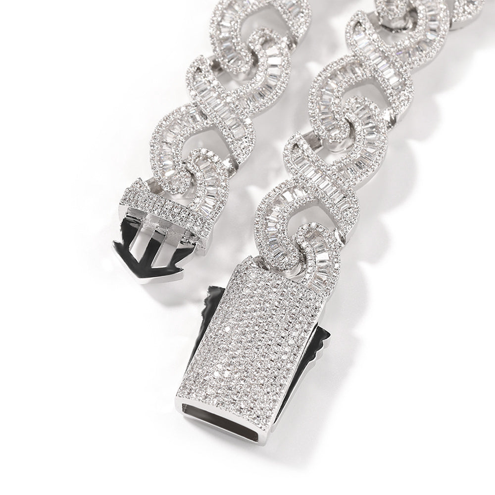 Iced Out Full CZ Infinite Geometric Pattern 15mm Cuban Link Chain