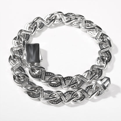 Iced Out Full CZ Infinite Geometric Pattern 15mm Cuban Link Chain