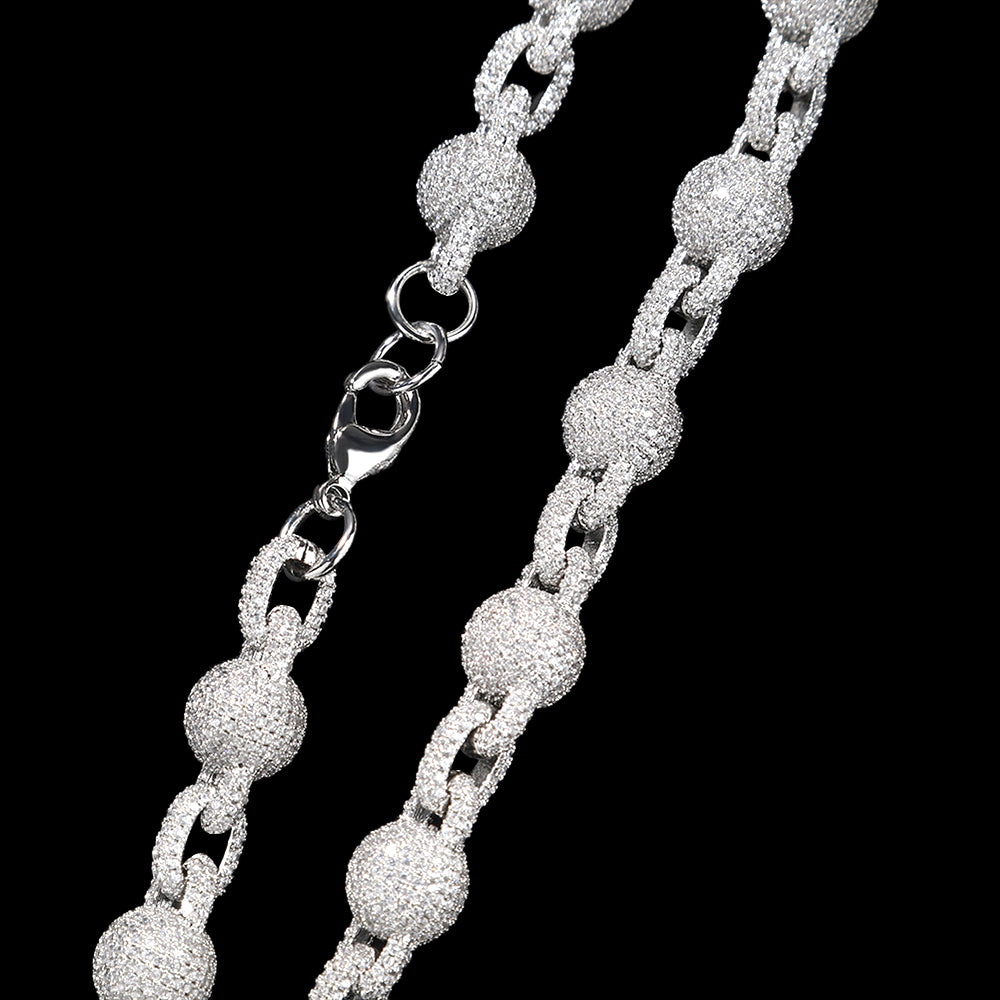 Iced Out Full CZ 10mm Round Bead  Link Chain