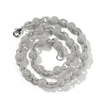 Iced Out Full CZ 10mm Round Bead  Link Chain