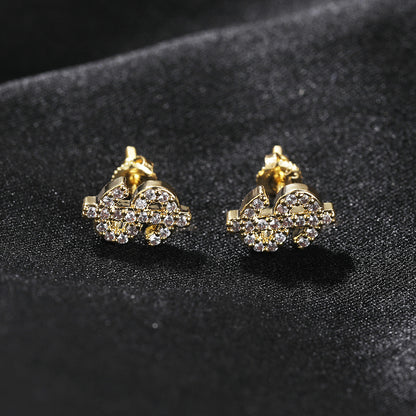 Iced Micropaved CZ Dollar Sign Stud Earrings