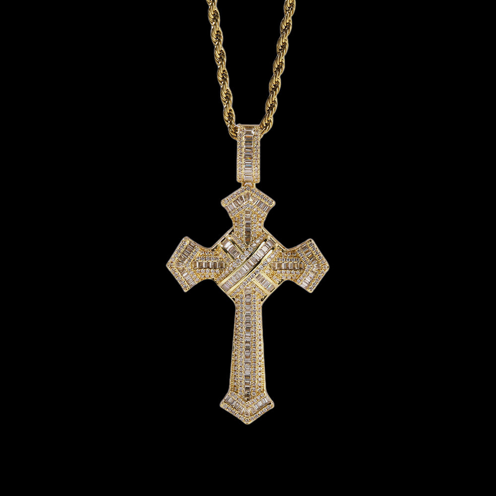 Iced Out Full CZ Cross Pendant Necklace