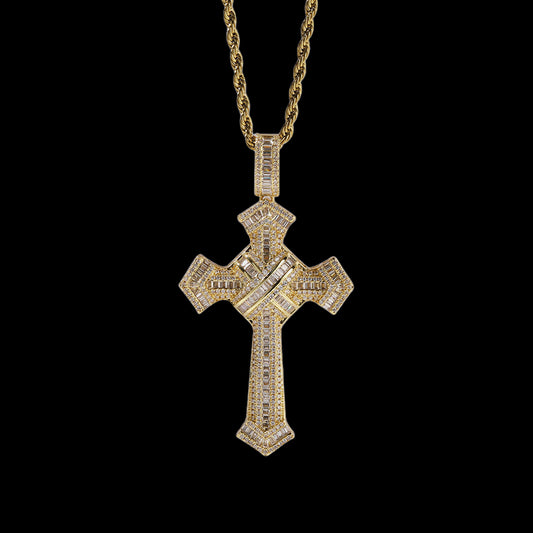 Iced Out Full CZ Cross Pendant Necklace