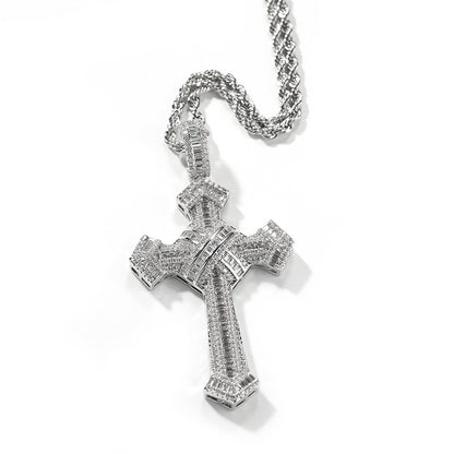 Iced Out Full CZ Cross Pendant Necklace