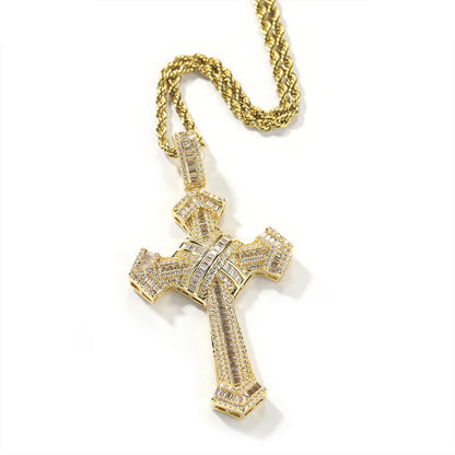 Iced Out Full CZ Cross Pendant Necklace