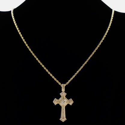 Iced Out Full CZ Cross Pendant Necklace