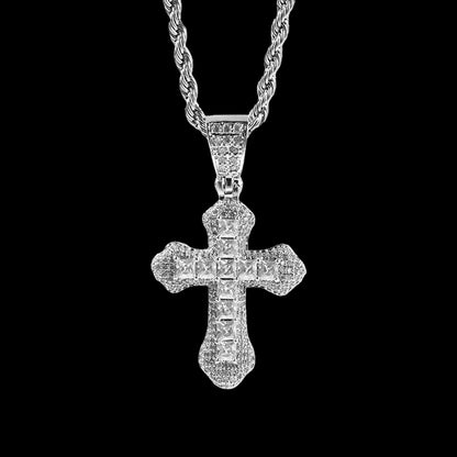 Iced Out Full CZ Versatile Cross Pendant Necklace