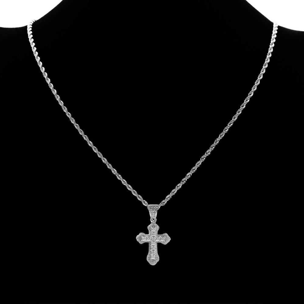 Iced Out Full CZ Versatile Cross Pendant Necklace