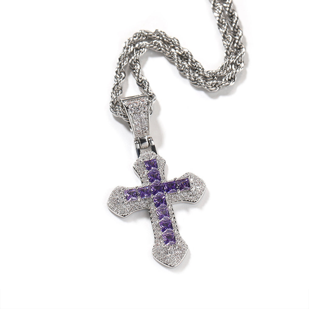 Iced Out Full CZ Versatile Cross Pendant Necklace