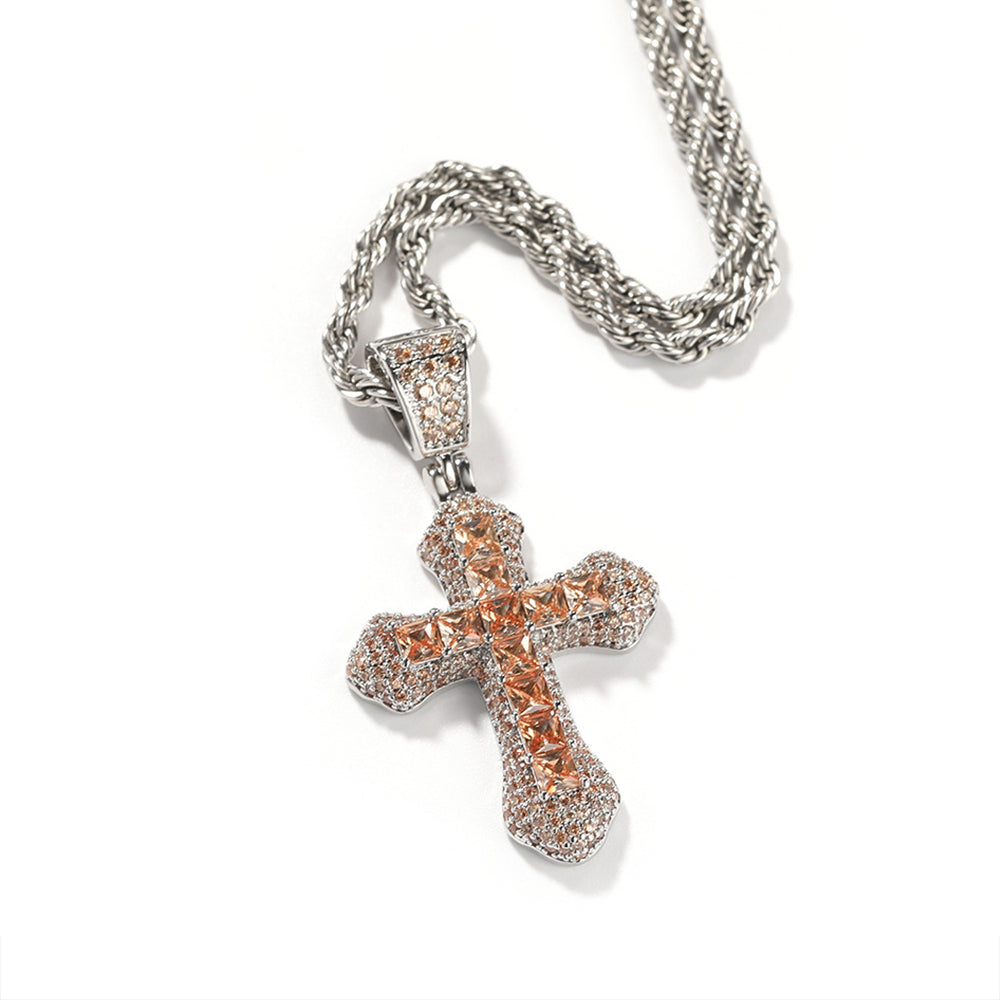 Iced Out Full CZ Versatile Cross Pendant Necklace