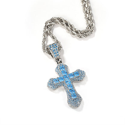 Iced Out Full CZ Versatile Cross Pendant Necklace