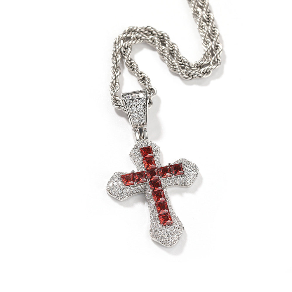 Iced Out Full CZ Versatile Cross Pendant Necklace