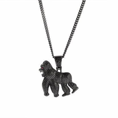 Iced Out Full CZ King Kong Pendant Necklace