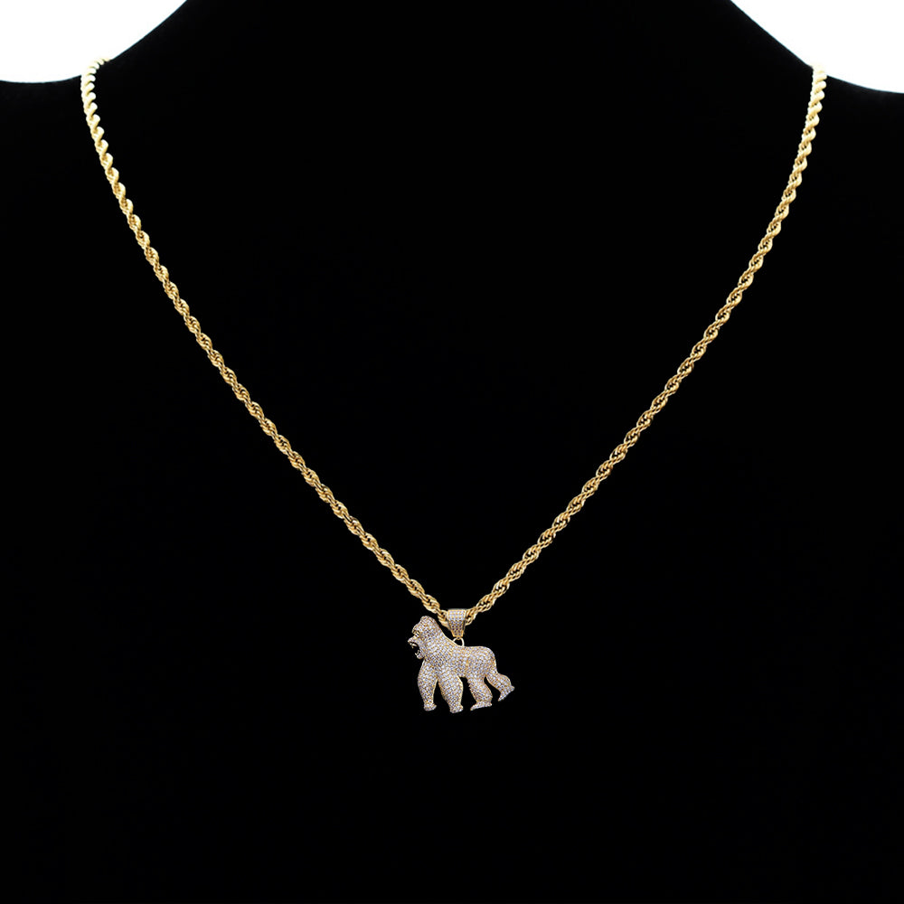 Iced Out Full CZ King Kong Pendant Necklace